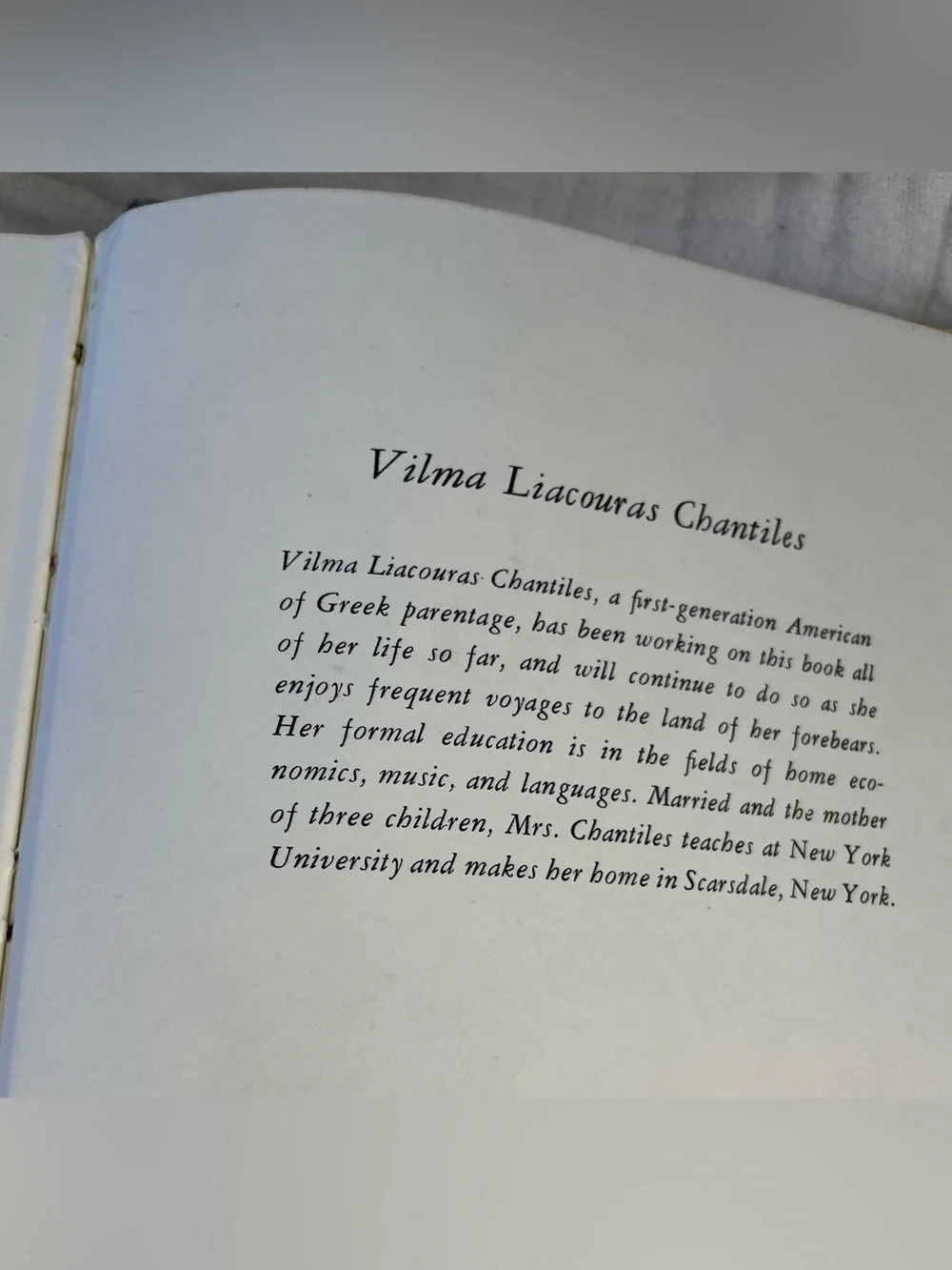 1975 The Food of Greece by Vilma Liacouras Chantile, First Ed. Greek Cookbook